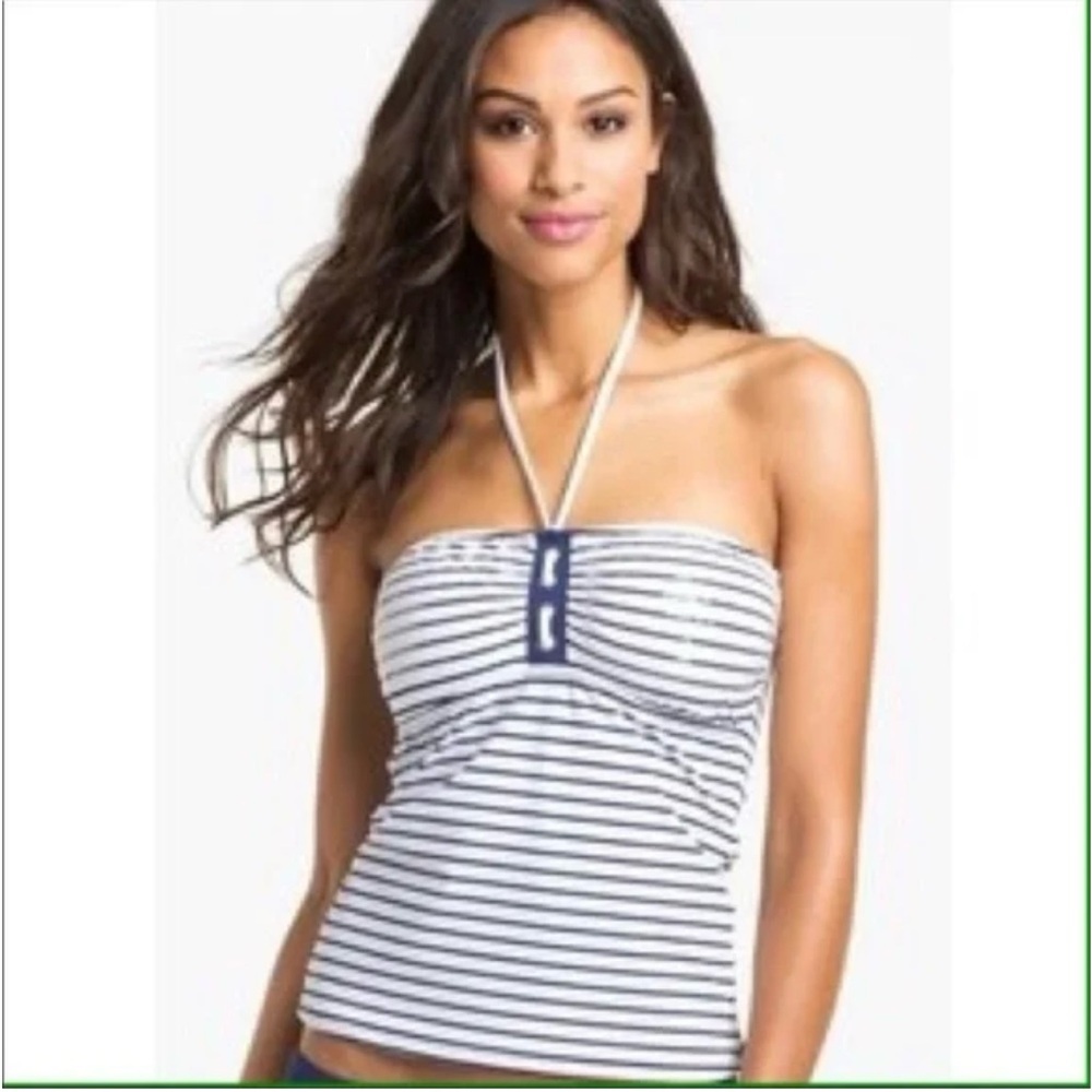 Sperry Top Sider Nautical Striped Halter Top Navy White Tankini Top Small